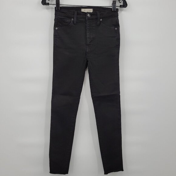 Madewell Women Black 10" High Rise Skinny Frayed Hem Jeans Size 24 - Picture 3 of 15